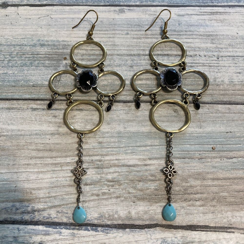 Boho Runway Fashion‎ Chandelier EARRINGS Large Drop Dangle Gold Silver Tone 5"